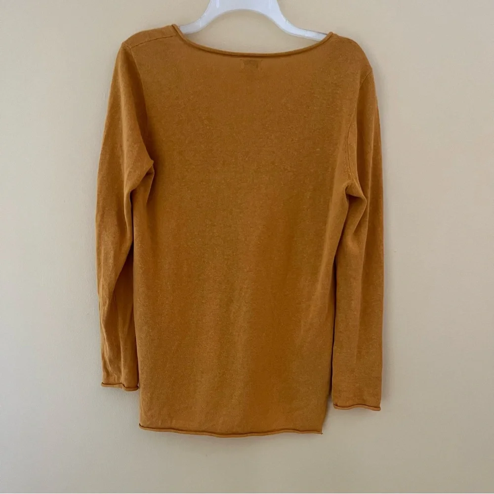 J. Crew Pullover Sweater S Linen Viscose V-Neck Rough Amber oversized beachy